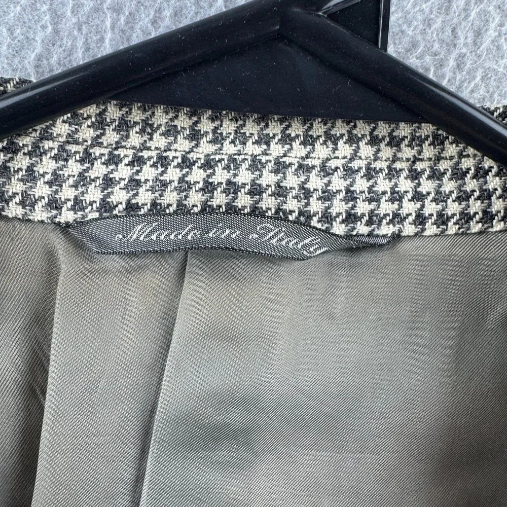 Vintage Canali Houndstooth Blazer Sport Coat EU 56 Fits US 46 Silk Linen Wool